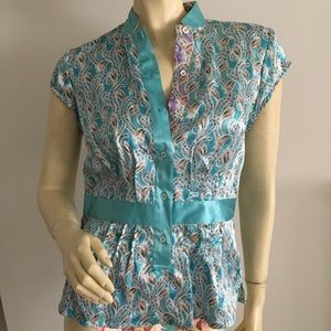 Robert Graham silk paisley printed cap sleeve top sizes 8